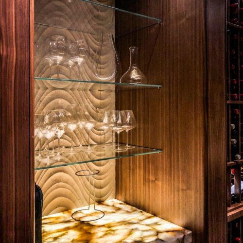 wine cellar in detail - glass rack with wine glass