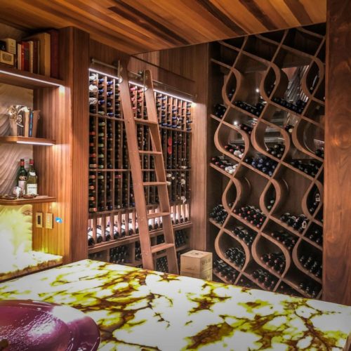 Pacific Mountain Residence - custom modern wine cellar design