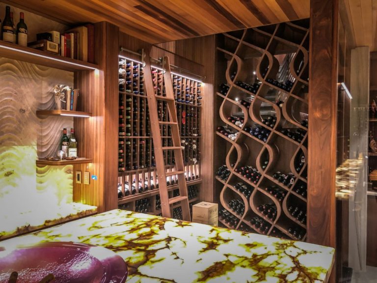 Pacific Mountain Residence - custom modern wine cellar design