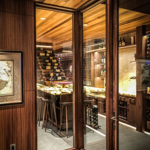 wine cellar with glass door