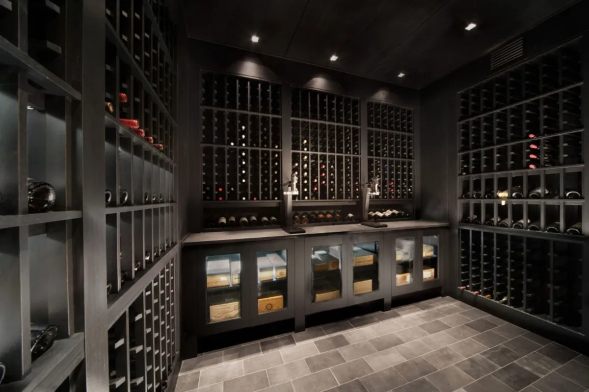 dark wood wine cellar