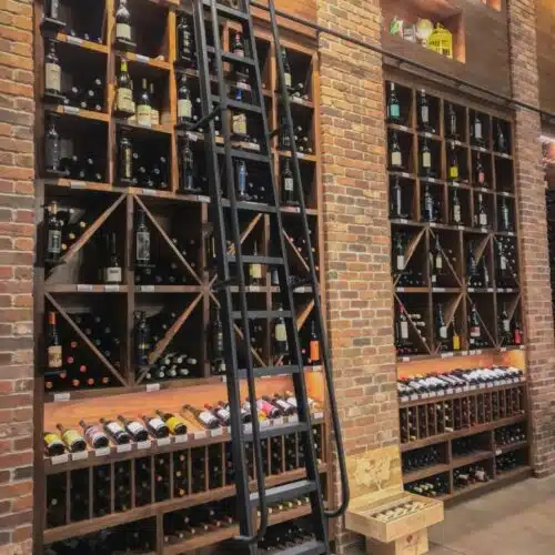wine wall with ladder