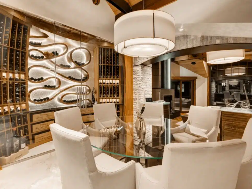 contemporary wine cellar with traditional elements
