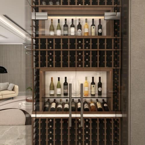 wine cabinet with wooden racks