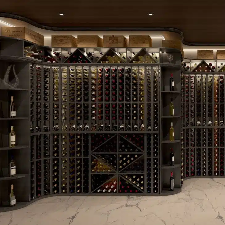 traditional classic wine cellar with modular wine racks designed by Genuwine Cellars