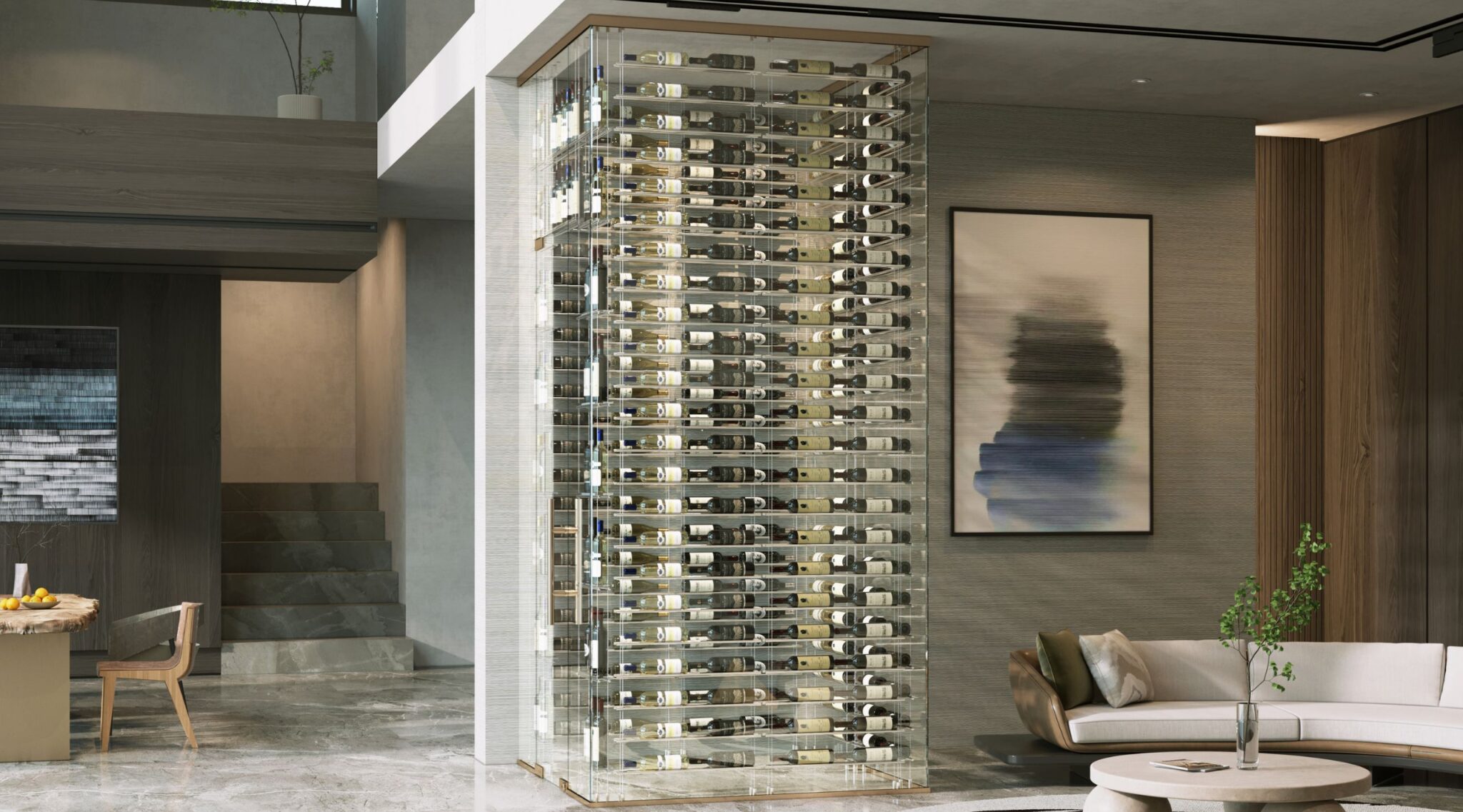 Modern Glass Enclosed Wine Cellars - Glass Wine Walls