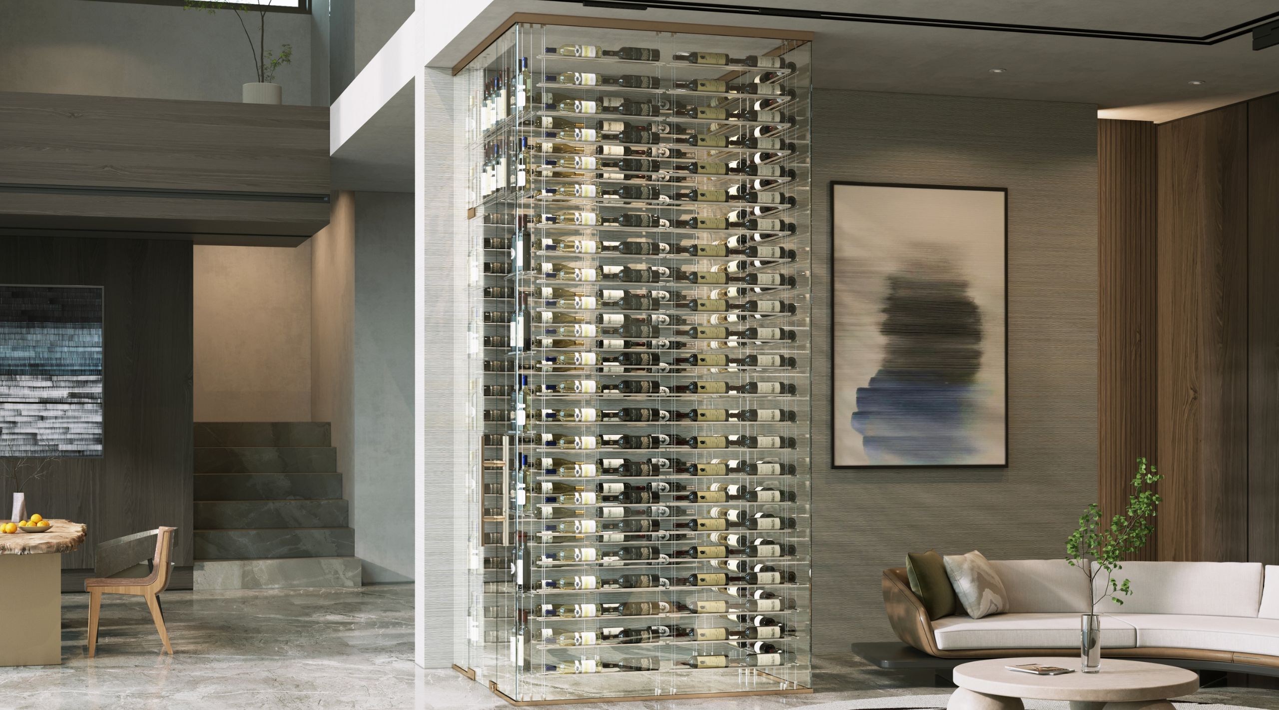 Modern Glass Enclosed Wine Cellars - Glass Wine Walls
