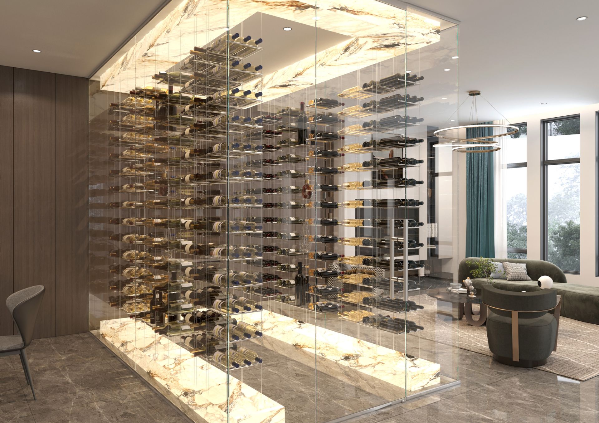 Floating Wine Racks & Cabinets | Genuwine Cellars Custom Design